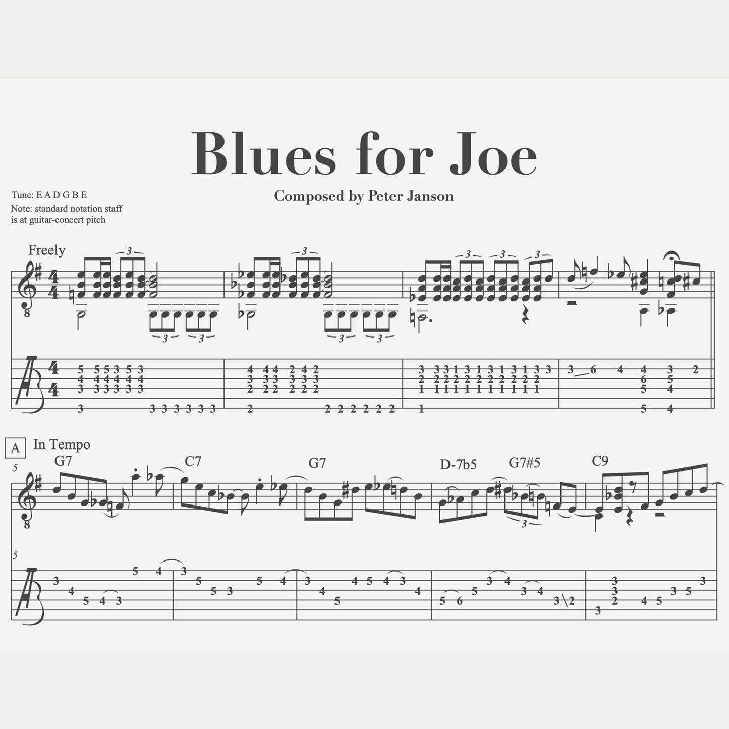 "Blues for Joe" sheet music with tabs (PDF Download)