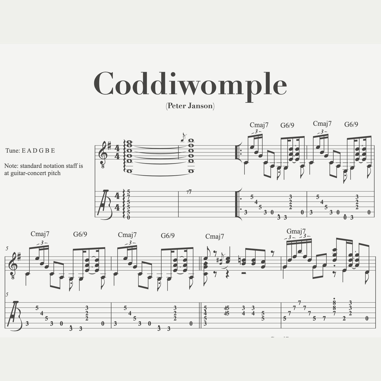 "Coddiwomple" sheet music with tabs (PDF Download)