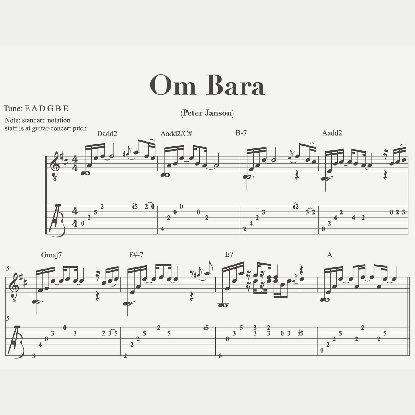 "Om Bara" sheet music with tabs (PDF Download)